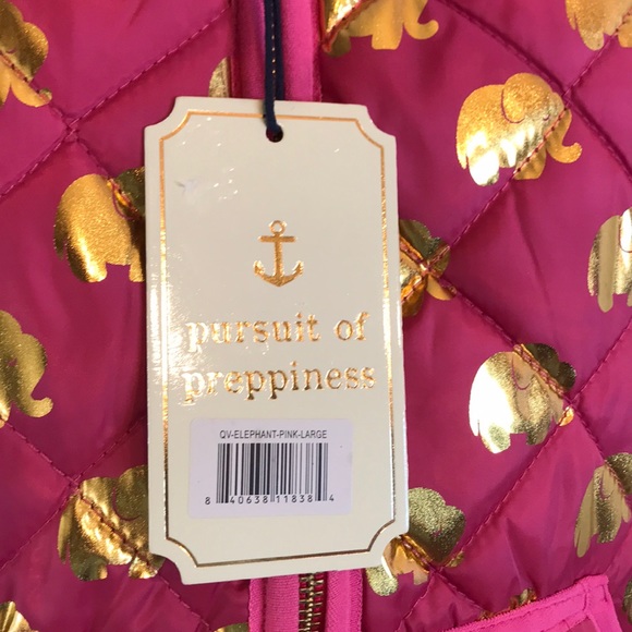 NWT Simply Southern Pink & Gold Elephant Puff Vest - Picture 5 of 9